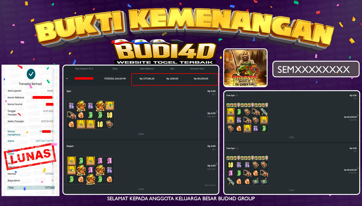 BUDI4D JACKPOT SLOT PRAGMATIC BIG BASS – SECRETS OF THE GOLDEN LAKE LAKE Rp.1.177.000,- LUNAS