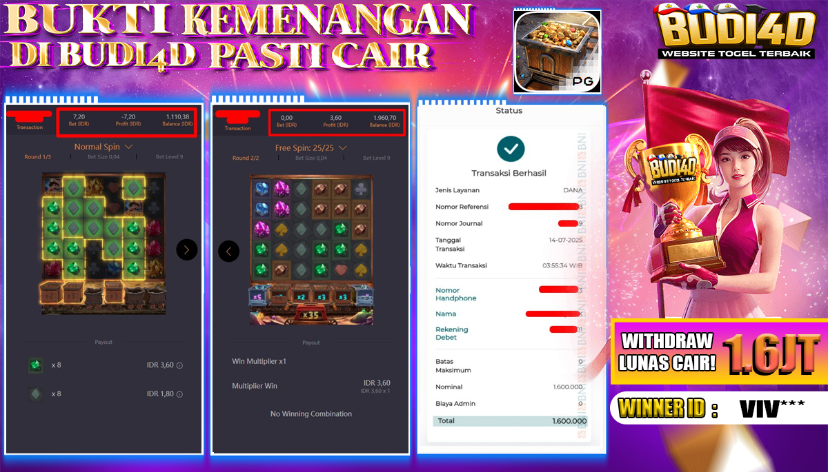 BUDI4D JACKPOT SLOT PG SOFT GEMSTONE GOLD Rp.1.600.000,- LUNAS